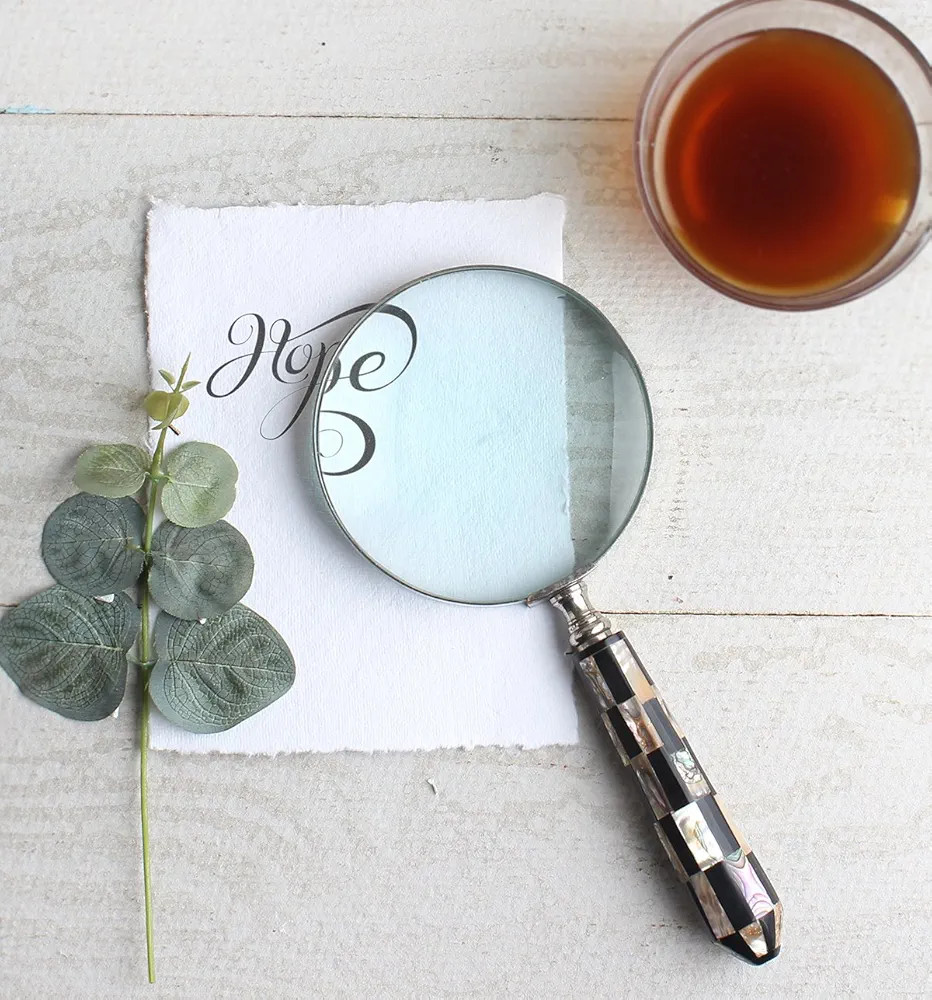 Store Indya Handheld Magnifier Artistically Handcrafted with Handmade Sturdy Mother of Pearl (MOP... | Amazon (US)