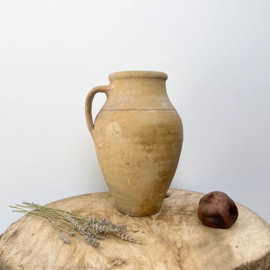 Antique Vase Beige Rustic Pot Clay Vase Antique Pottery - Etsy | Etsy (US)