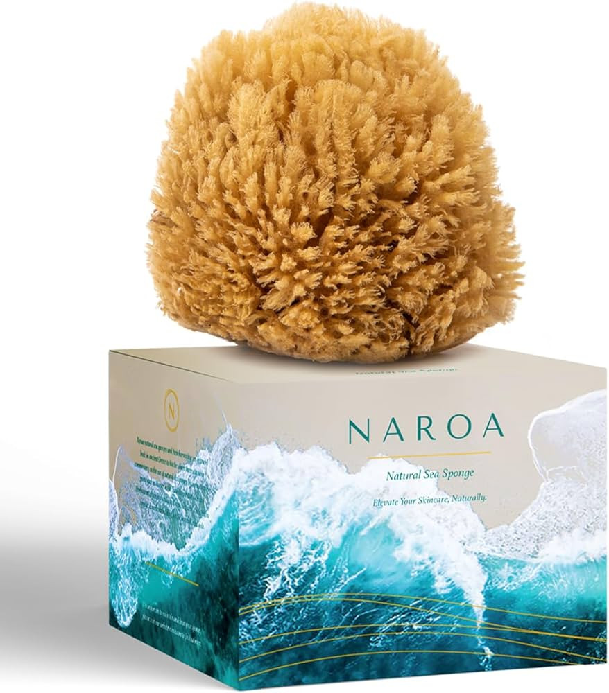 NAROA Natural Shower Sponge in Nice Box | Exfoliating Sea Sponge for Bath 4.5-6" | Body Scrubber ... | Amazon (US)
