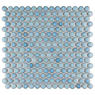 Hudson Penny Round Marine 12 in. x 12-5/8 in. x 5 mm Porcelain Mosaic Tile (10.74 sq. ft. / case) | The Home Depot