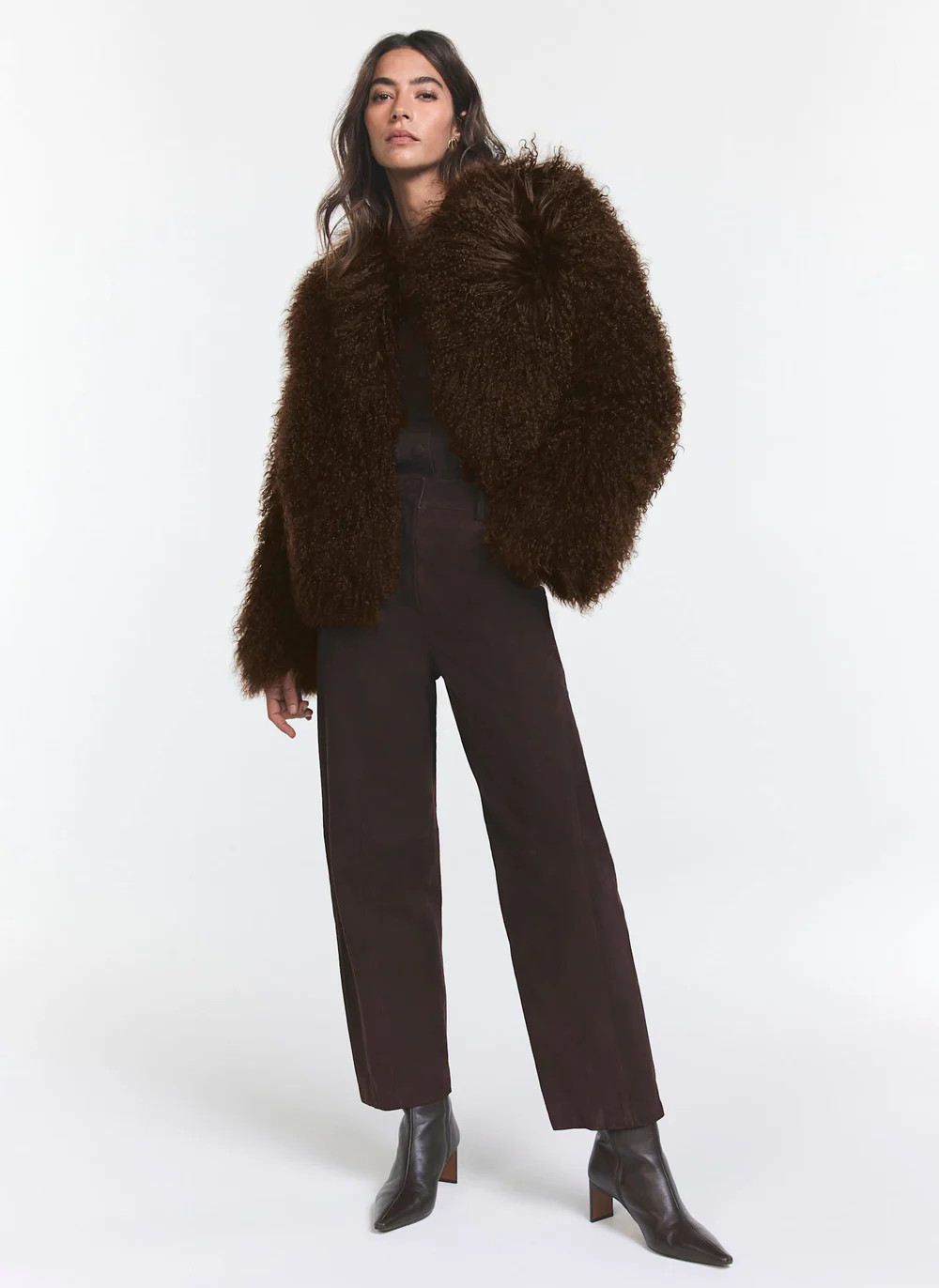 Brown Mongolian Fur Jacket | Mint Velvet