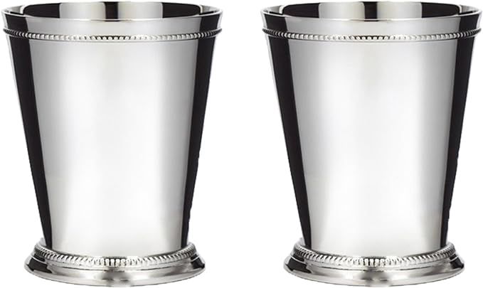 Klikel Mint Julep Cup Classic Beaded Trim Border Moscow Mule Kentucky Derby Julep Set of 2 – St... | Amazon (US)