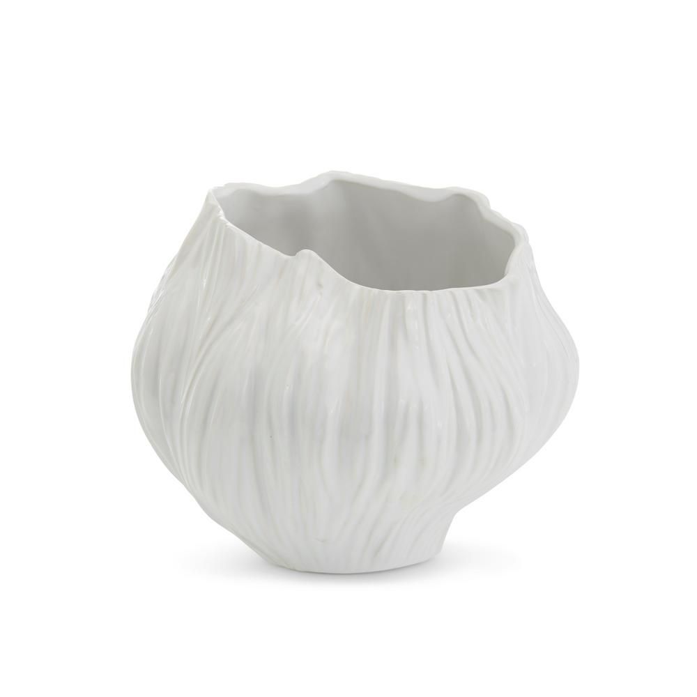 Two's Company Small Piriform White Ceramic Vase | The Home Depot
