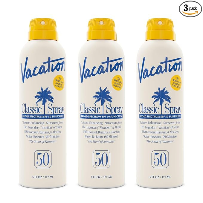 Vacation Classic SPF 50 Sunscreen Spray, 6 Fluid Ounces, Pack of 3 - Broad Spectrum, Lightweight,... | Amazon (US)