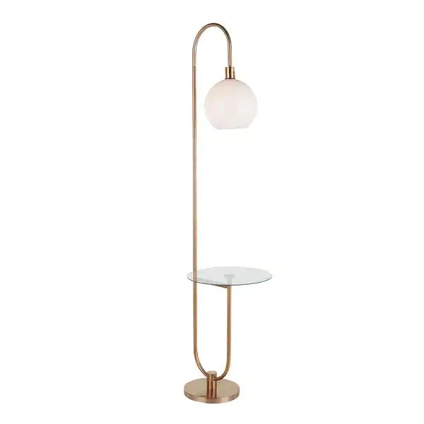 Silver Orchid Trombone Tray Table Floor Lamp in Gold Metal & Clear Glass - Gold | Bed Bath & Beyond