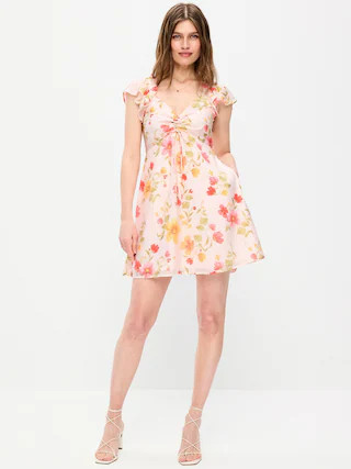 Flutter-Sleeve Fit & Flare Mini Dress | Old Navy (CA)