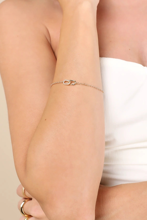 Modern Glow Gold Rhinestone Chain Link Bracelet | Lulus