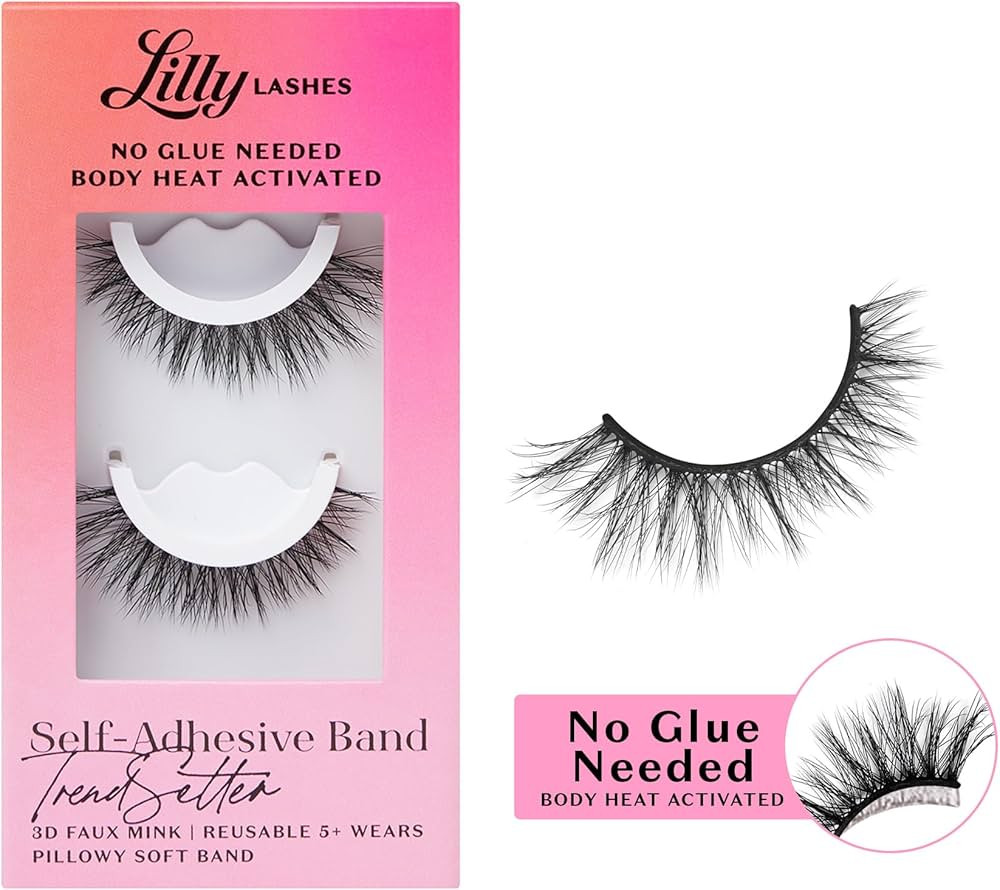 Lilly Lashes 3D Self Adhesive Eyelashes, No Lash Glue Needed, Body Heat Activated Press on Lashes... | Amazon (US)