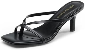 DREAM PAIRS Kitten Heels for Women Flip Flops Slip on Low Heels Open Square Toe Thong Heeled Stra... | Amazon (US)