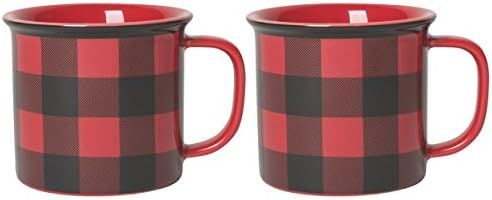 Now Designs Red Buffalo Check Heritage Stoneware Mug 12 oz, Set of 2 | Amazon (US)