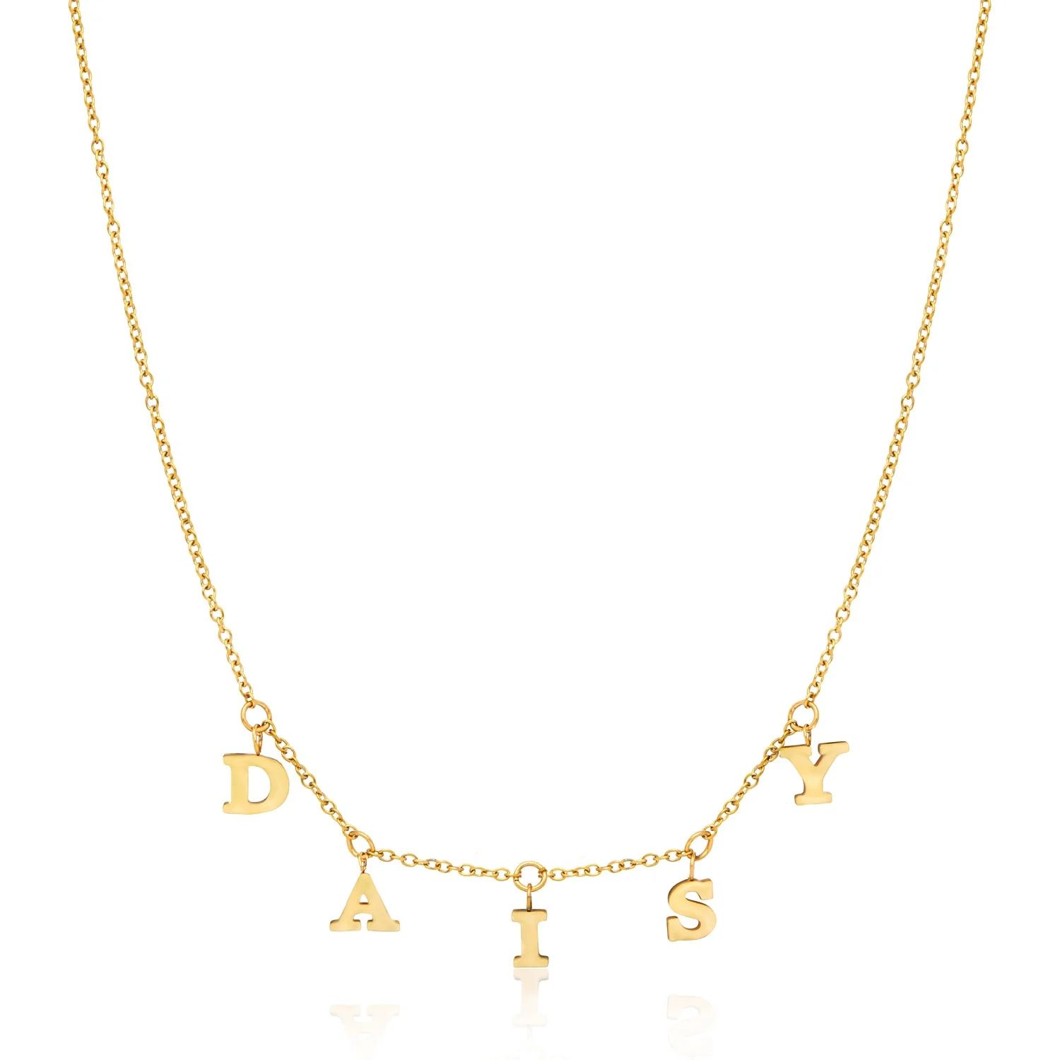 Mini Hanging Letter Name Necklace (Gold) | Abbott Lyon