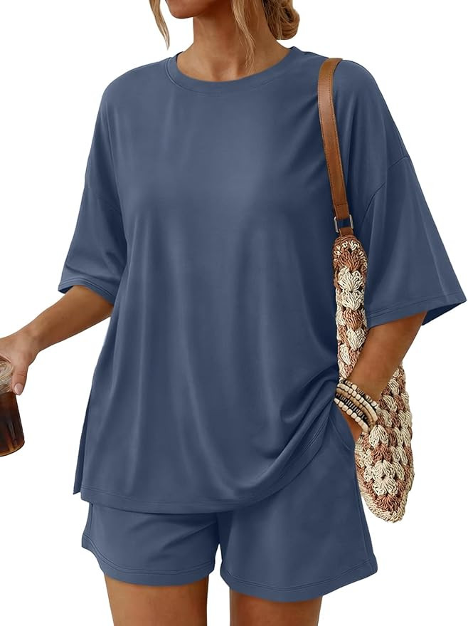 Trendy Queen 2 Piece Summer Set Oversized Top & Loose Fit Shorts with Pockets | Amazon (US)