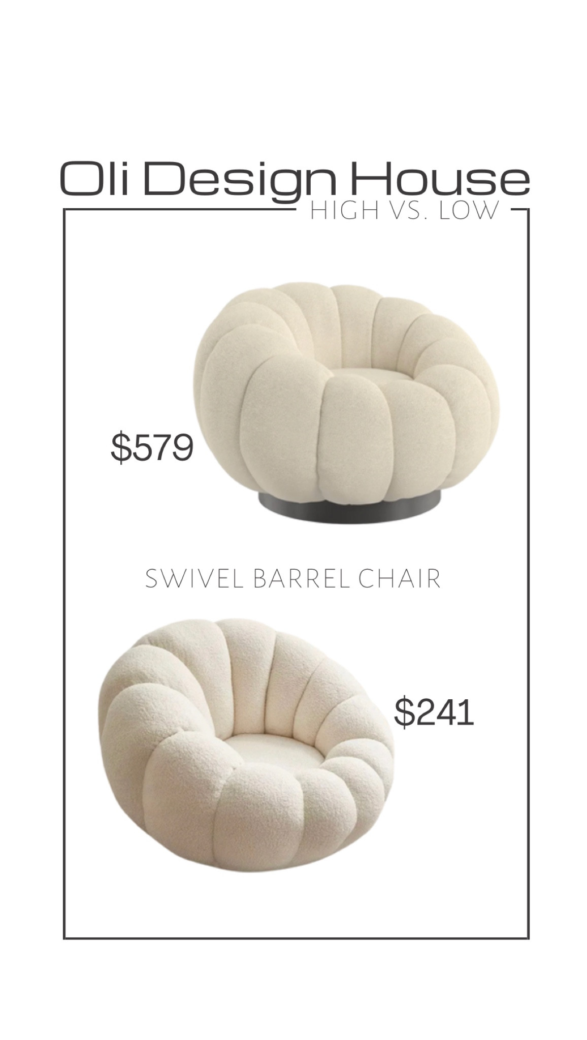 Look for less…pouf swivel barrel chairs!

#competition

#LTKstyletip #LTKhome #LTKFind