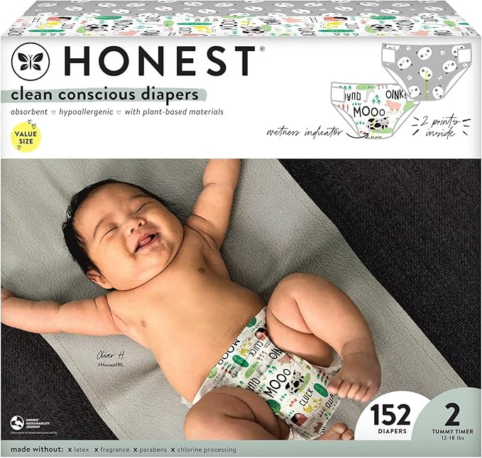 The Honest Company Clean Conscious Diapers | Plant-Based, Sustainable | Pandas + Barnyard Babies ... | Amazon (US)