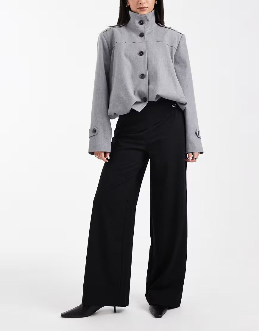 ASOS DESIGN skirt trouser with belt details in black | ASOS (Global)