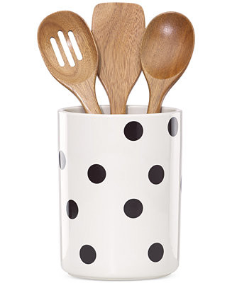 all in good taste Deco Dot Utensil Crock and Wooden Utensils | Macy's