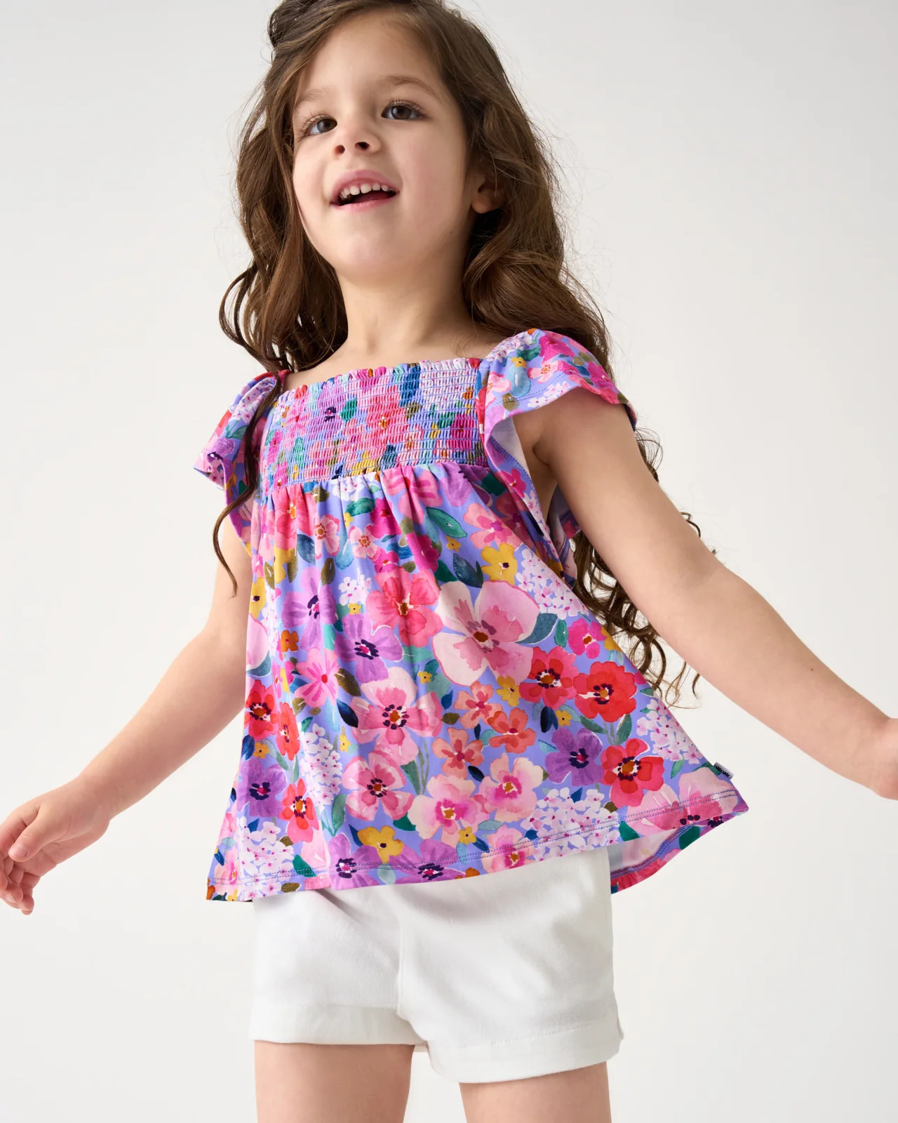 Sweet Sprigs Smocked Flutter Top | Little Sleepies