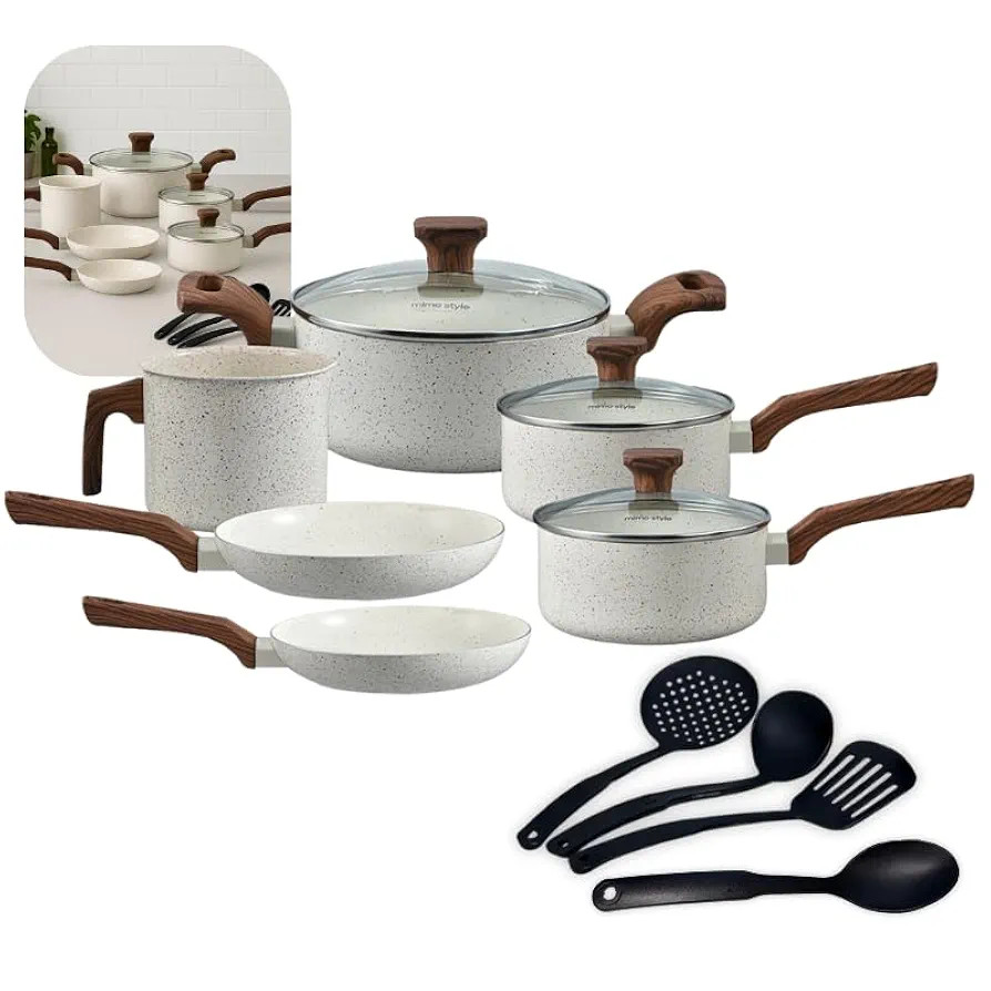 Jogo De Panelas Pratic Cook Mármol Indução Mimo Style Cerâmica 10 Peças | Amazon (BR)