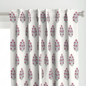 Mughal Flower Indian Block Print Fabric Green Blue | Spoonflower