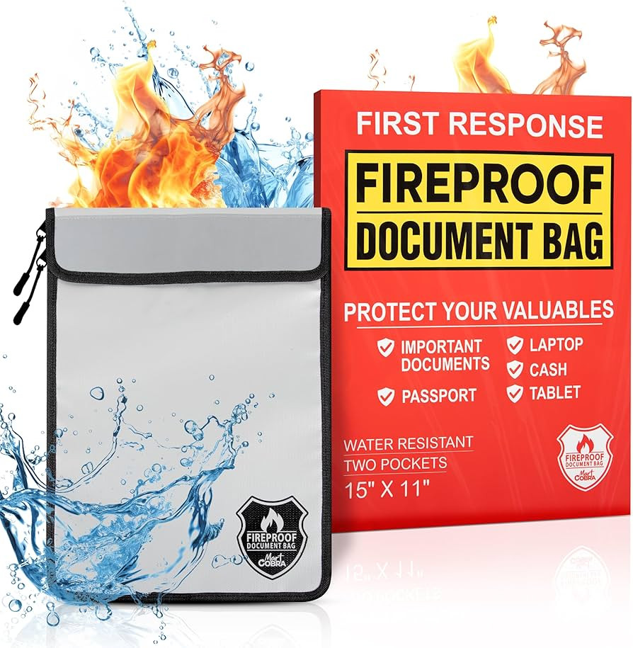 Mart Cobra Fireproof Document Bag with Zipper Fire and Waterproof Document Storage Fireproof Mone... | Amazon (US)