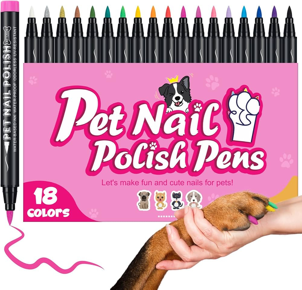 Dog Nail Polish, Dog Birthday Gift, 18 Colors Dog Nail Polish Pen Quick Dry, Safe for Dogs, Non-T... | Amazon (US)