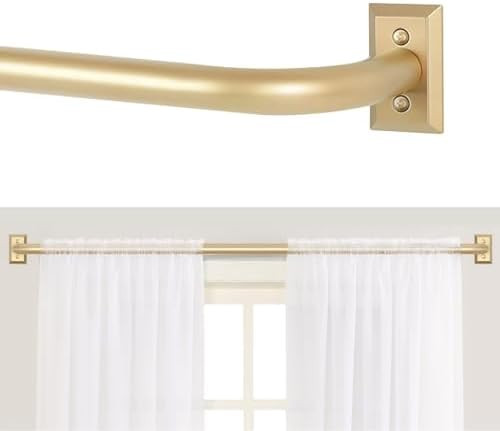 Gold Wrap Around Curtain Rods for Windows 36 to 72":Blackout Heavy Duty Adjustable Curtain Rod Ro... | Amazon (US)