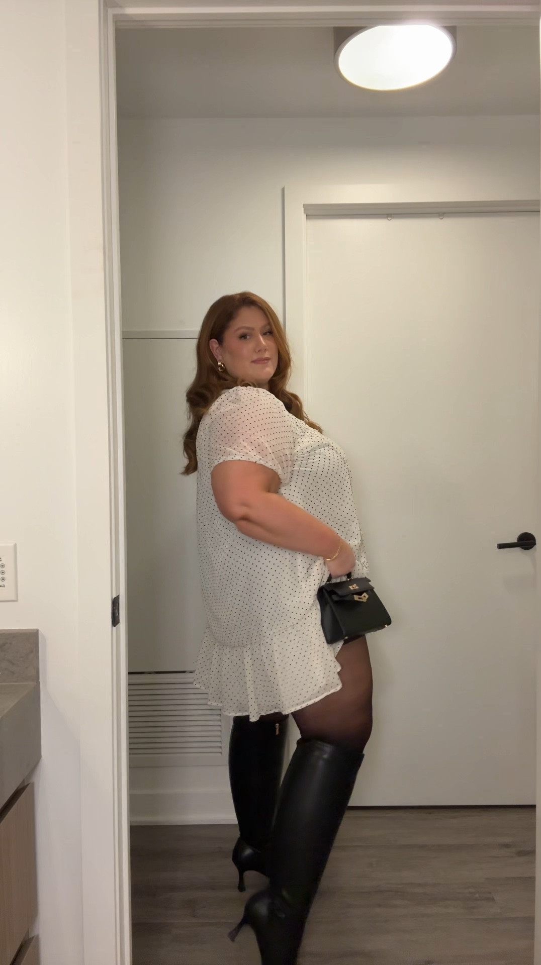 Plus size holiday outfit!! 

Polka dot mini dress with collar - wearing a size 2

Sheer tights- wearing a 22/24

#LTKplussize #LTKpartywear #LTKmidsize