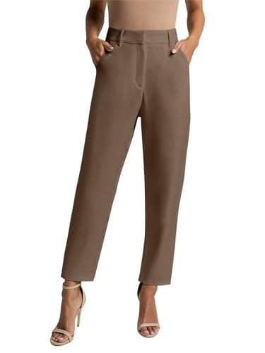 NIMIN Women High Waisted Dress Work Ankle Pants 26"/28"/30" Inseam Office Business Casual Trouser... | Amazon (US)