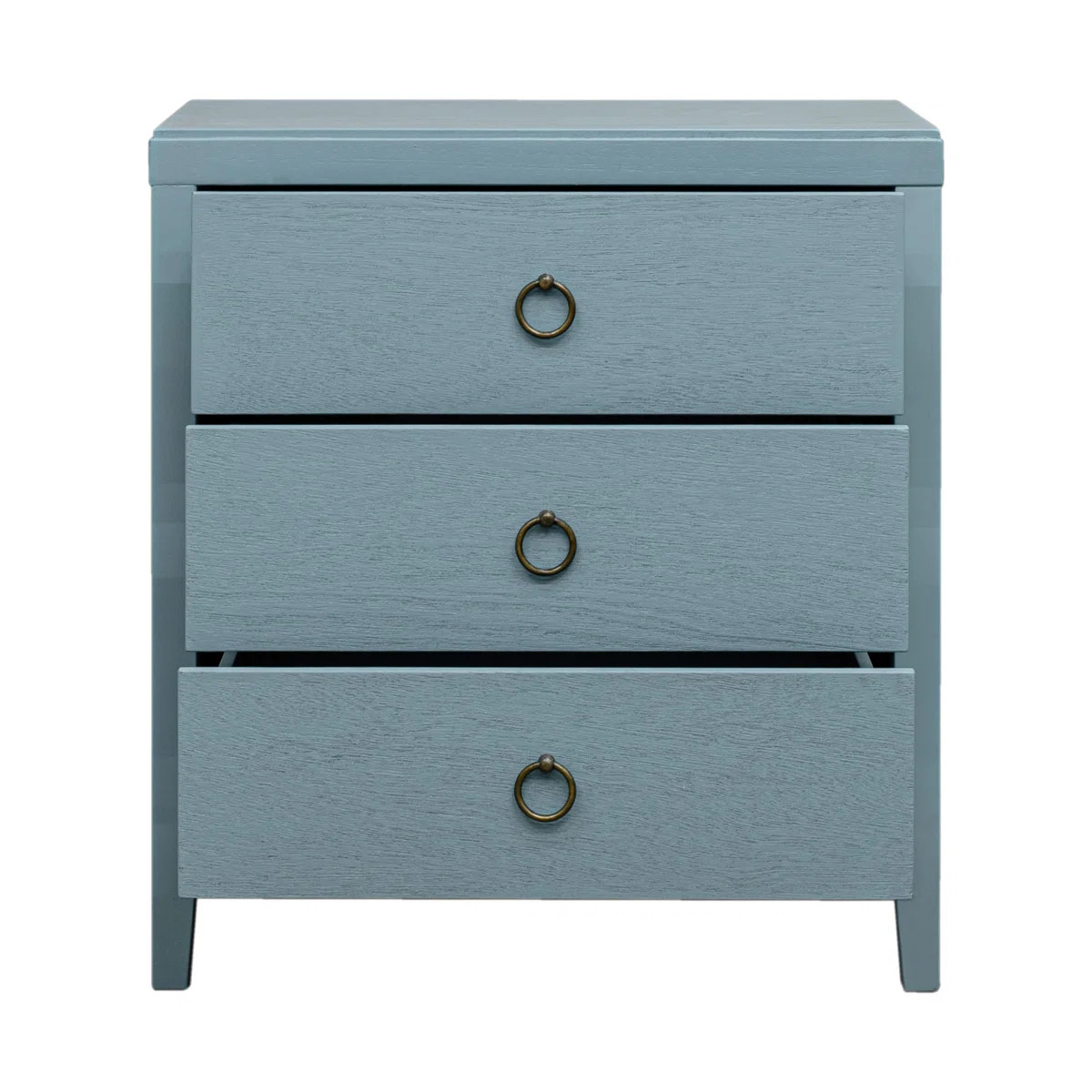 Dwaine Wood 3 Drawer Nightstand, 22"W, Slate Blue | Wayfair North America