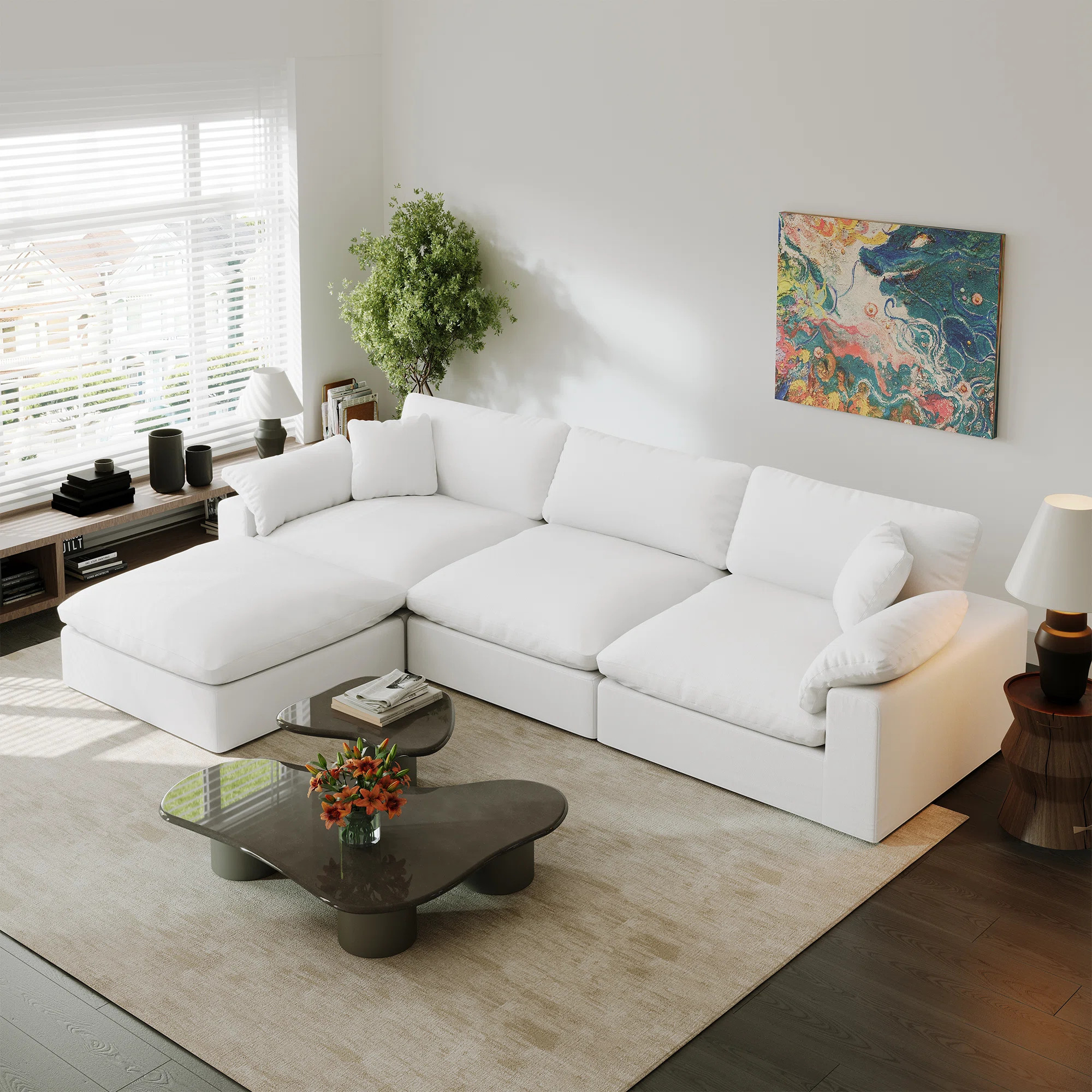 Latitude Run® Upholstered Sectional Sofa, Cloud Couch Modular Sofa Deep Seat Couch for Living Ro... | Wayfair North America