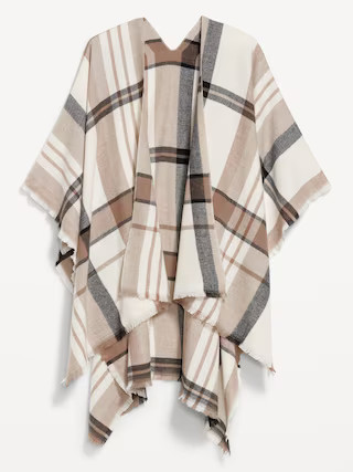 Flannel Fringe Poncho | Old Navy (US)