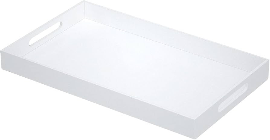NIUBEE Acrylic Serving Tray 12x20 Inches -Spill Proof- White Decorative Tray Organiser for Ottoma... | Amazon (US)