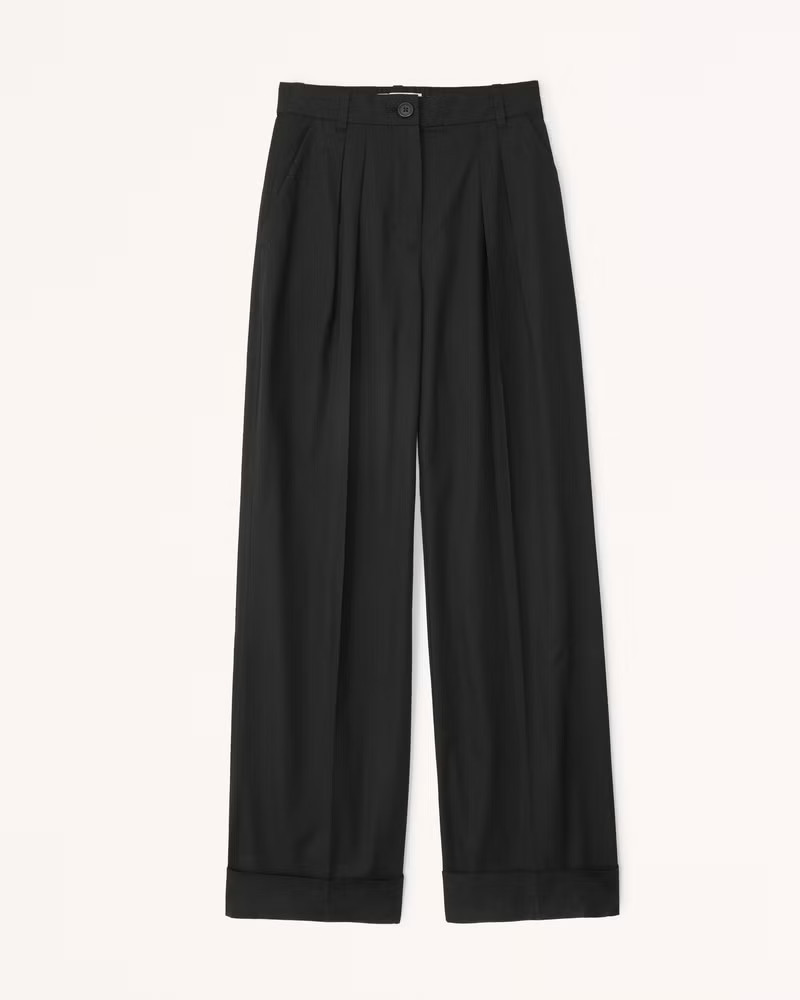 Abercrombie & Fitch Women's Poplin Tailored Ultra Wide-Leg Pant in Black - Size S | Abercrombie & Fitch (US)