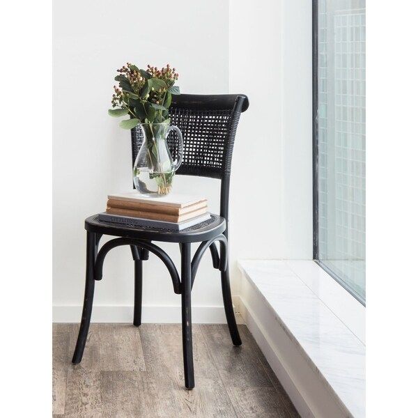 Aurelle Home Black Rattan Dining Chairs (Set of 2) | Bed Bath & Beyond