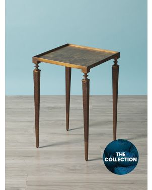 21in Wood And Brass Side Table | Accent Furniture | HomeGoods | HomeGoods