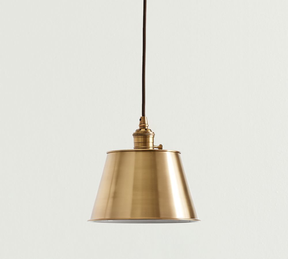 9.5" Brass Tapered Metal Cord Pendant with Brass Hardware | Pottery Barn (US)