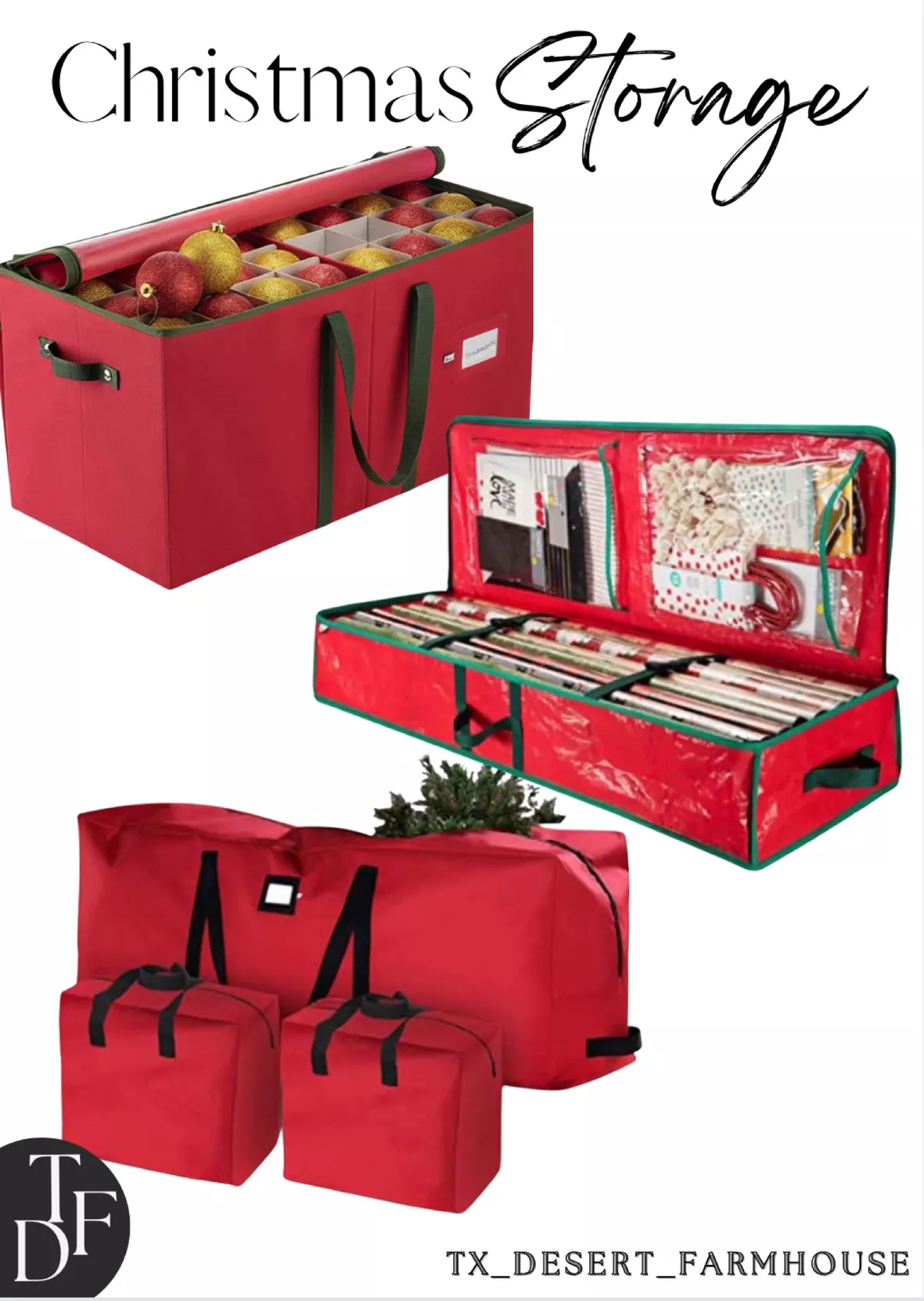 Covermates Keepsakes Adjustable Ornament Storage Bag, Carrying Handles,  Padded Protection - Holiday Storage-Red