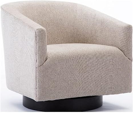 Comfort Pointe Geneva Beige Oatmeal Fabric Wooden Base Swivel Chair | Amazon (US)
