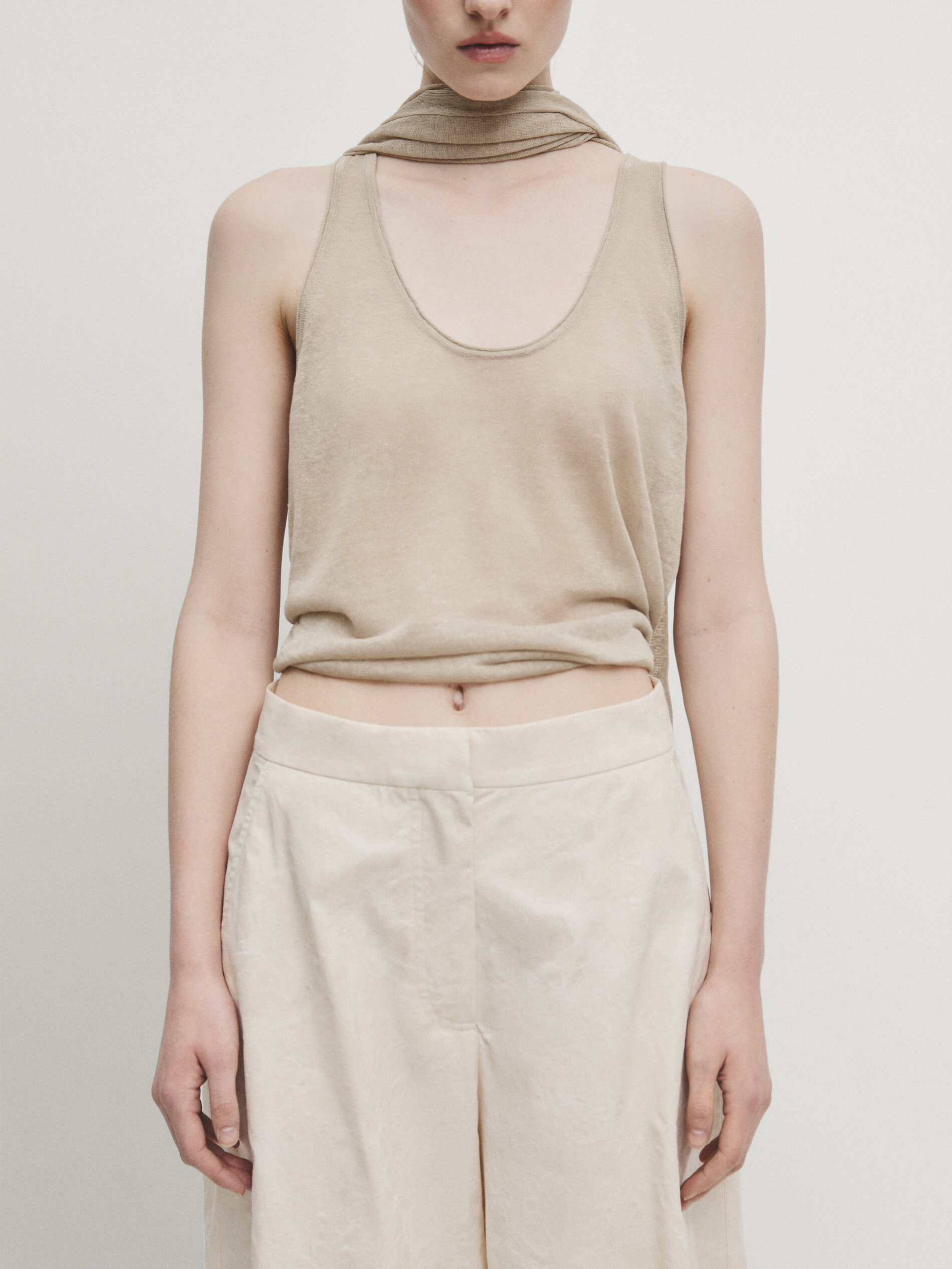 Knit linen blend top | Massimo Dutti US
