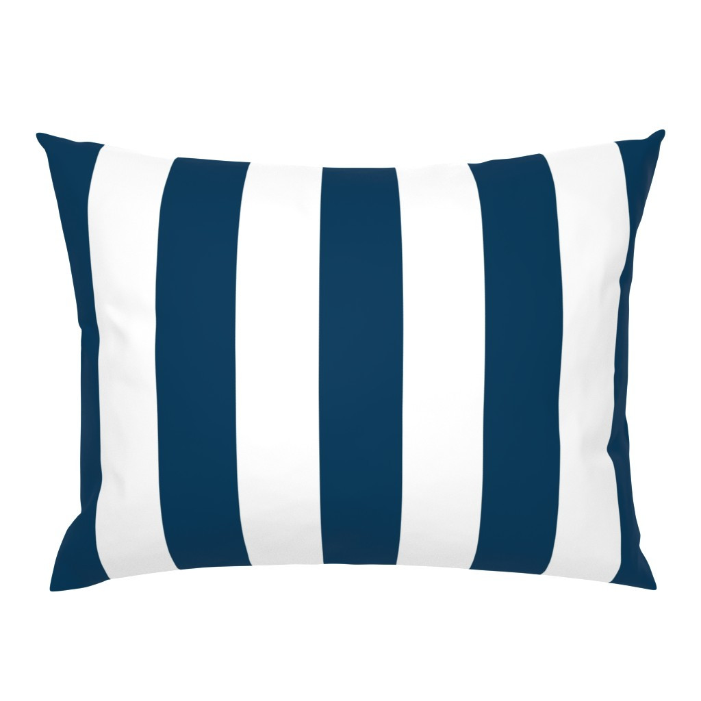 navy blue and white Cabana Stripe Pillow Sham | Spoonflower | Spoonflower