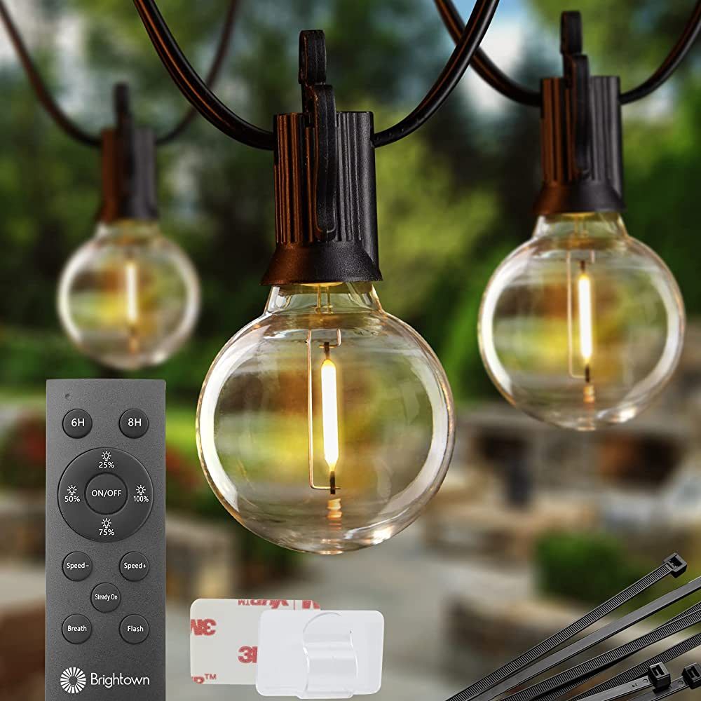 Brightown Led String Lights Outdoor 58Ft(48+10) with Remote and Clips, Patio String Lights for Ou... | Amazon (US)