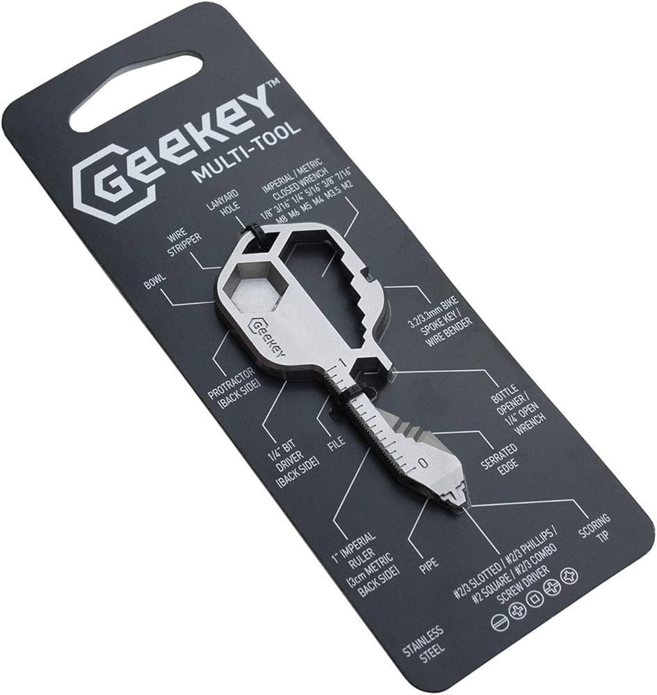 Geekey Multi-tool | Original Stainless Steel Key Shaped Pocket Tool for Keychain | Mini Utility G... | Amazon (US)