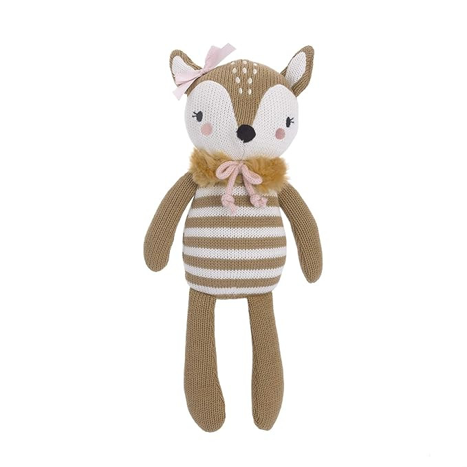 Cuddle Me Deer 100% Cotton Knitted Plush Toy, Penelope, Brown/Pink | Amazon (US)