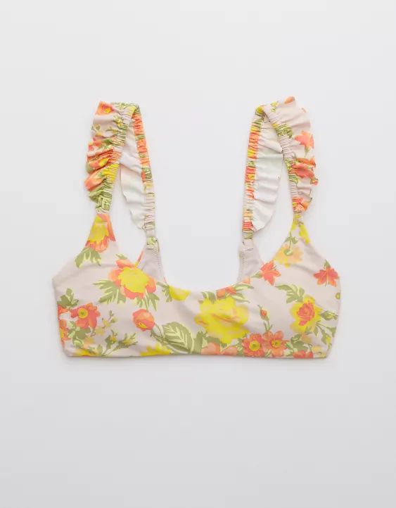 Aerie Printed Ruffle Scoop Bikini Top | American Eagle Outfitters (US & CA)