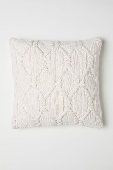 H & M - Cable-knit cushion cover - White | H&M (UK, MY, IN, SG, PH, TW, HK)