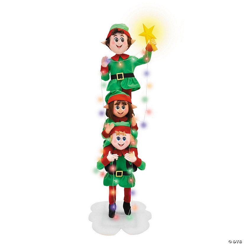 6 Ft. 5 3/4" Light-Up LED Elf Stack with Sound Indoor & Outdoor Christmas Decoration | Oriental Trading Company