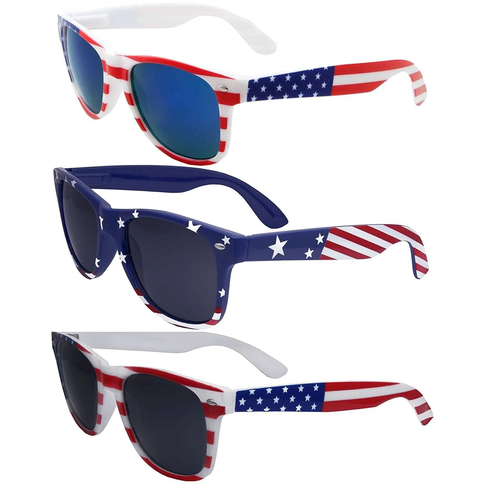 grinderPUNCH 3 Pairs Team USA Bulk American Sunglasses Flag Classic Patriot | Amazon (US)