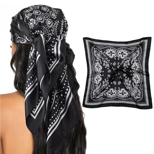 HBselect 35" Head Scarf for Women Hair Scarf Silk Like Satin Square Scarf Bandanas Hair Wraps Headscarf for Sleeping | Amazon (US)