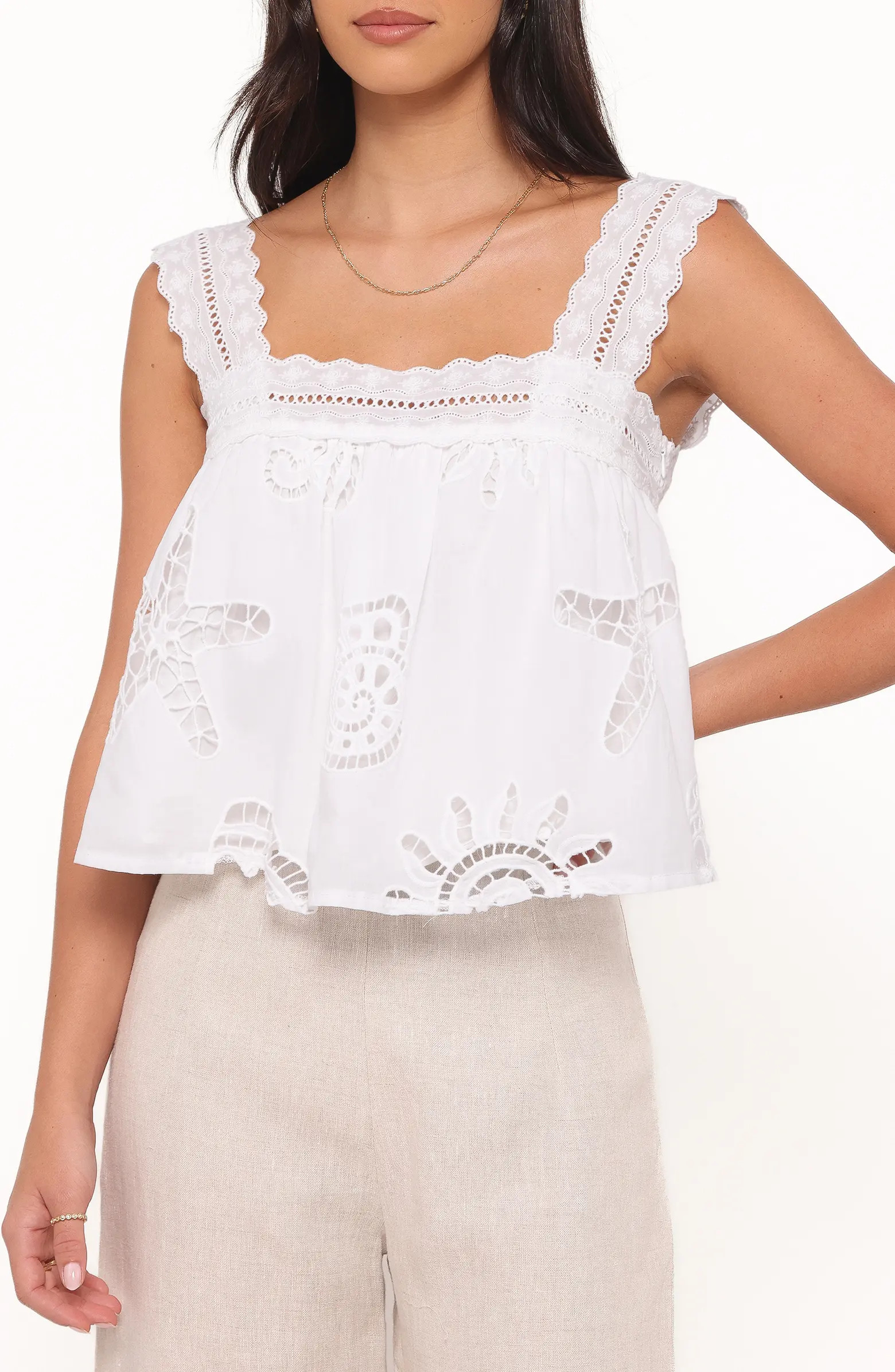 Aideen Sleeveless Eyelet Top | Nordstrom