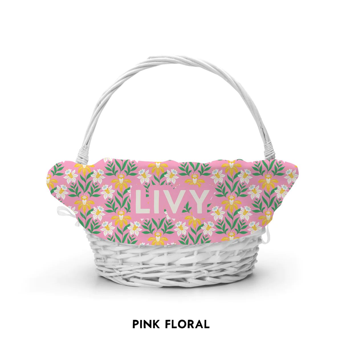 Personalized Easter Basket Liner - Pink Floral | The Little Lemons Company